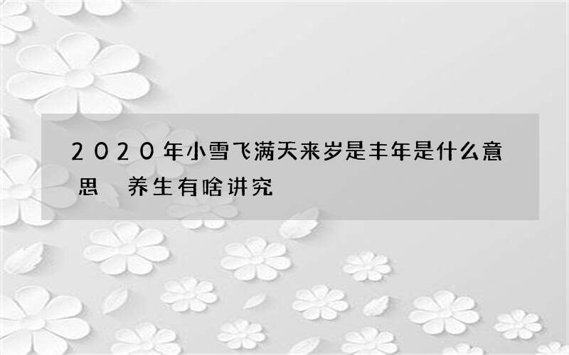 2020年小雪飞满天来岁是丰年是什么意思 养生有啥讲究